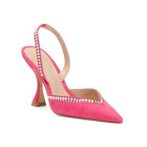 STUART WEITZMAN Hot Pink Made In Spain Suede Xcurve Slingback Pumps
